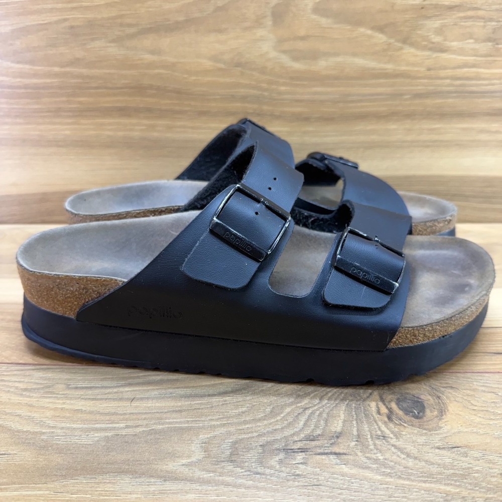 Papillio Birkenstock Vegan Arizona Platform Sandal 11 N EU 42 Black Chunky